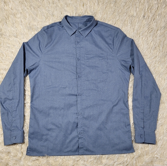 lululemon athletica Other - Lululemon Commission Long Sleeve Button Up Shirt Men's 2XL Blue Stretch Casual